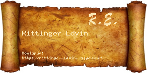 Rittinger Edvin névjegykártya